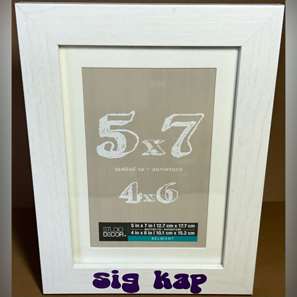 New Sig Kap Sorority 4x6 with Mat 5x7 Picture Photo Frame Sigma Kappa Imperfect
